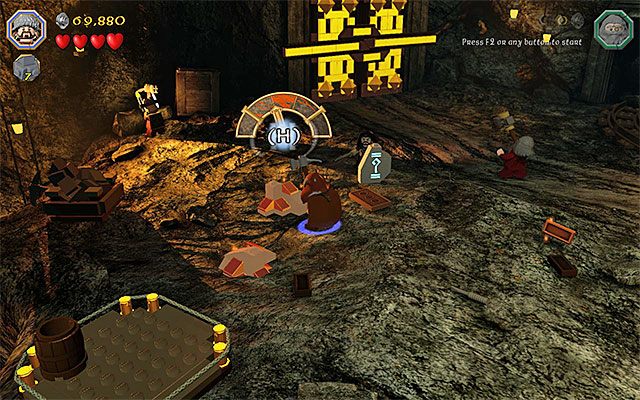 Staraj się wciskać pokazywany przez grę klawisz/przycisk w odpowiednich momentach - Etap 1 (Greatest Kingdom in Middle-Earth) - Wnętrze Samotnej Góry | Opis przejścia - LEGO The Hobbit - poradnik do gry
