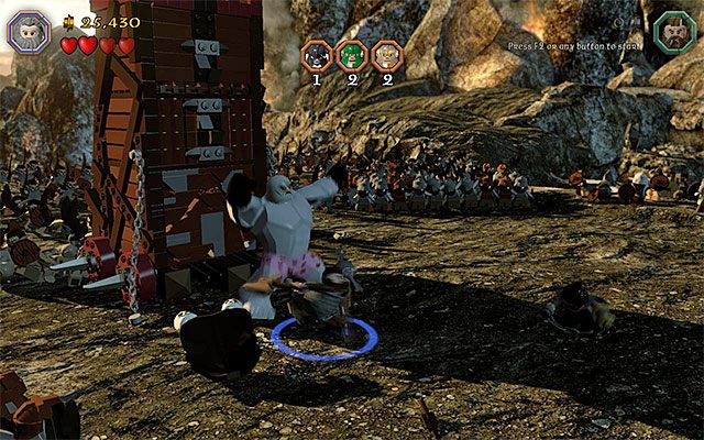 Atakowaniem dużego orka muszą zajmować się dwa krasnoludy działające w kooperacji - Etap 3 (Azog the Defiler) - Bitwa z orkami | Opis przejścia LEGO The Hobbit - LEGO The Hobbit - poradnik do gry