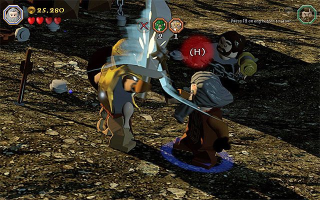 Jak zapewne zauważyłeś dwa nowe orki są wyposażone w złote zbroje - Etap 3 (Azog the Defiler) - Bitwa z orkami | Opis przejścia LEGO The Hobbit - LEGO The Hobbit - poradnik do gry