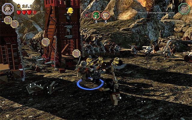 Do wyeliminowania pozostało jeszcze trzech orków-wojowników i trzech orków-łuczników - Etap 3 (Azog the Defiler) - Bitwa z orkami | Opis przejścia LEGO The Hobbit - LEGO The Hobbit - poradnik do gry
