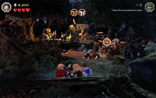 Musisz trafić w tarczę, dzięki czemu wypłoszysz sowę - Etap 4 (Roast Mutton) - Oswobodzenie koni | Opis przejścia LEGO The Hobbit - LEGO The Hobbit - poradnik do gry
