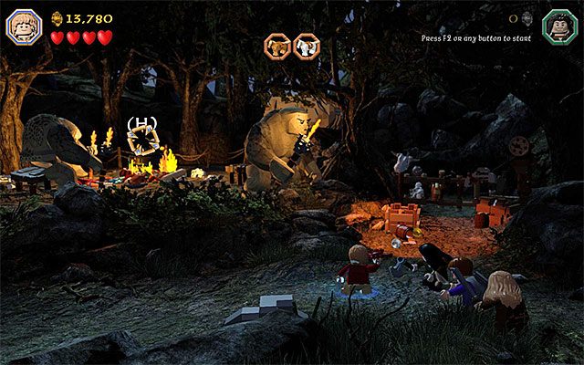 Niezależnie od tego jak sobie poradzisz w mini-grze w okolicy pojawi się nowy interaktywny przedmiot - homar - Etap 4 (Roast Mutton) - Oswobodzenie koni | Opis przejścia LEGO The Hobbit - LEGO The Hobbit - poradnik do gry