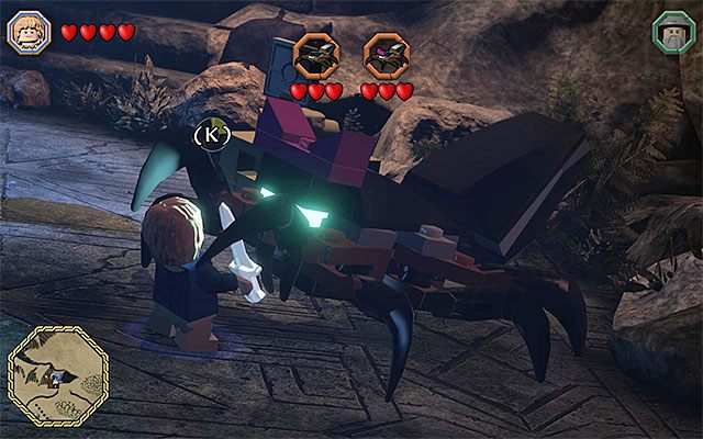 Bitwa z dwoma ogromnymi pająkami to jedna z atrakcji areny - Białe pytajniki - opisy przejścia zadań (101-105) | Śródziemie - Zadania poboczne - LEGO The Hobbit - poradnik do gry