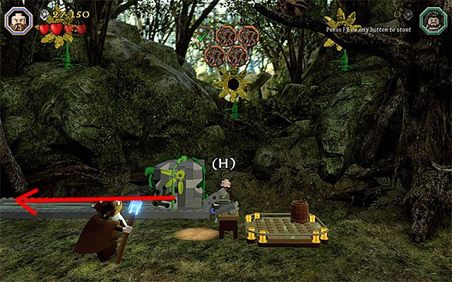 Do uratowania pozostały jeszcze dwa króliki i nieco trudniej będzie do nich dotrzeć - Etap 5 (The Troll Hoard) - Uratowanie królików z Rhosgobel | Opis przejścia - LEGO The Hobbit - poradnik do gry