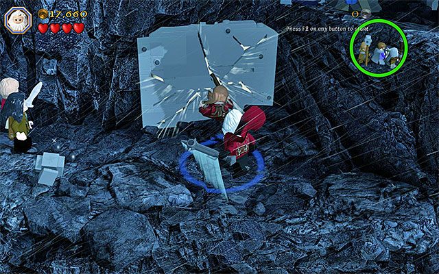 Miejsce zniszczenia popękanej ściany - Etap 6 (Over Hill and Under Hill) - Przeprawa przez przełęcz | Opis przejścia - LEGO The Hobbit - poradnik do gry