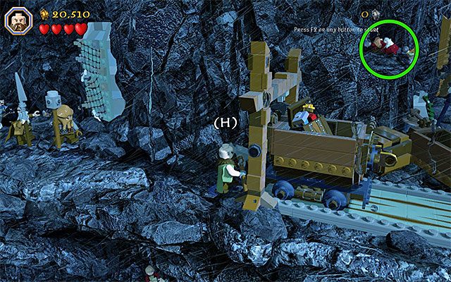 Wybierz Dwalina (Dwalin) i wyrusz dalej w prawo - Etap 6 (Over Hill and Under Hill) - Przeprawa przez przełęcz | Opis przejścia - LEGO The Hobbit - poradnik do gry