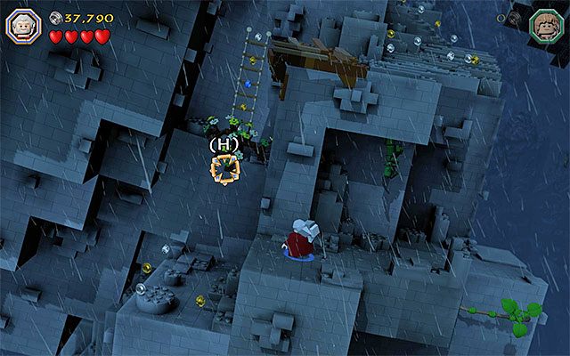 Obszar, w który należy wycelować - Etap 6 (Over Hill and Under Hill) - Wspinaczka po kamiennym olbrzymie | Opis przejścia - LEGO The Hobbit - poradnik do gry