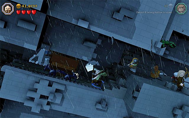 Użyj młota żeby popchnąć wagonik - Etap 6 (Over Hill and Under Hill) - Wspinaczka po kamiennym olbrzymie | Opis przejścia - LEGO The Hobbit - poradnik do gry