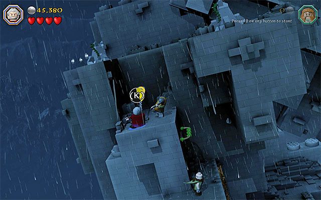 Miejsce, w którym musisz wysunąć kamienny blok - Etap 6 (Over Hill and Under Hill) - Wspinaczka po kamiennym olbrzymie | Opis przejścia - LEGO The Hobbit - poradnik do gry