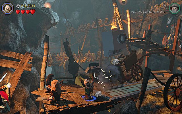 Użyj młota na przeszkodzie - Etap 7 (Goblin-town) - Ucieczka z Miasta Goblinów | Opis przejścia - LEGO The Hobbit - poradnik do gry