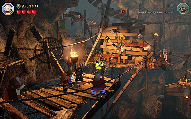 Złap się zaczepu i opuść most - Etap 7 (Goblin-town) - Ucieczka z Miasta Goblinów | Opis przejścia - LEGO The Hobbit - poradnik do gry