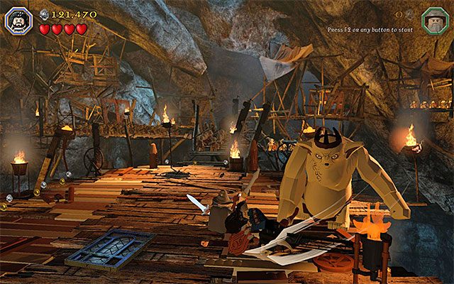 Biegaj po arenie i zachowuj bezpieczny dystans od bossa - Etap 7 (Goblin-town) - Drugi pojedynek z Wielkim Goblinem | Opis przejścia - LEGO The Hobbit - poradnik do gry