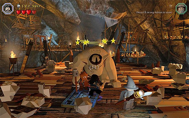Kolejny krok powinien być dla Ciebie oczywisty - Etap 7 (Goblin-town) - Drugi pojedynek z Wielkim Goblinem | Opis przejścia - LEGO The Hobbit - poradnik do gry