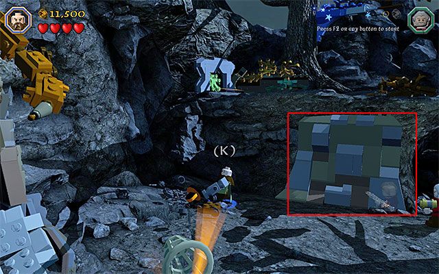 Zainteresuj się pokazanym na powyższym obrazku skupiskiem bloków - Etap 8 (Out of the Frying Pan...) - Ucieczka przed orkami | Opis przejścia - LEGO The Hobbit - poradnik do gry