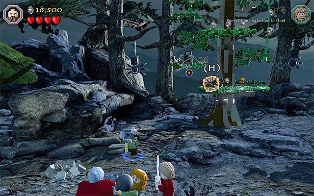 Obszar, w który musisz trafić rzuconym obiektem - Etap 8 (Out of the Frying Pan...) - Ucieczka przed orkami | Opis przejścia - LEGO The Hobbit - poradnik do gry