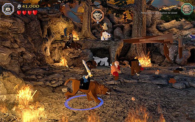 Przejmij kontrolę nad wargiem i w taki sposób eliminuj kolejnych orków - Etap 8 (Out of the Frying Pan...) - Pojedynek z Azogiem Plugawym | Opis przejścia - LEGO The Hobbit - poradnik do gry