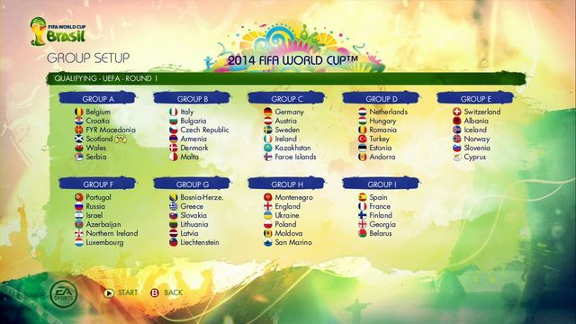 Po dokonaniu wyboru naszym oczom ukaże się zbiór tabel, w obrębie których będzie można dokonać ewentualne zmiany - Road to the FIFA World Cup | Tryby gry w 2014 FIFA World Cup Brazil - 2014 FIFA World Cup Brazil - poradnik do gry