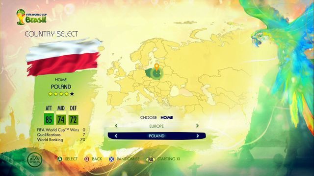Zabawę w tym trybie rozpoczynamy od wybrania reprezentacji, z której będzie pochodził kontrolowany przez nas zawodnik - Captain Your Country | Tryby gry w 2014 FIFA World Cup Brazil - 2014 FIFA World Cup Brazil - poradnik do gry