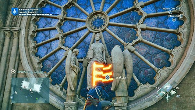 Drugą odpowiedź znajdziesz nad głównym wejściem do Notre-Dame, na posągach aniołów naprzeciw witraża, na balkonie - Zadania poboczne | Palais de Justice - mapa w AC Unity - Assassins Creed: Unity - poradnik do gry