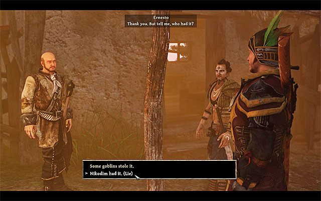 W trakcie rozmowy z Ernesto trzeba podjąć decyzję w sprawie sposobu zakończenia questu - Ernestos Engraved Candle Holder (Świecznik Ernesto) | Poboczne zadania - Calador - Risen 3: Władcy Tytanów - poradnik do gry