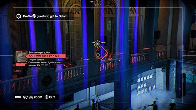 Ostatnia osoba stoi na jednym z górnych balkoników - Misja 4 (The Defalt Condition) | Główne misje - Akt IV | Solucja Watch Dogs - Watch Dogs 1 - poradnik do gry