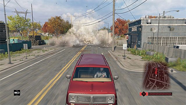 Wykorzystuj elementy otoczenia żeby niszczyć lub zatrzymywać auta gangsterów - Misja 14 (Planting a Bug) | Główne misje - Akt II | Solucja Watch Dogs - Watch Dogs 1 - poradnik do gry