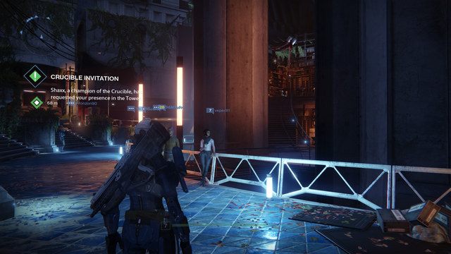 Widok na schody po prawej, na szczycie jest duch - Tower | Dead Ghosts | Destiny - Destiny - poradnik do gry