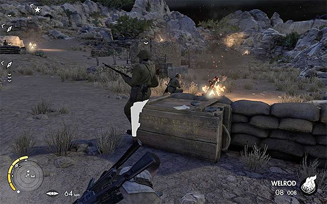 Miejsce odnalezienia pierwszego dziennika wojennego - Zbadanie południowej części mapy | Misja 4 - Fort Rifugio - Sniper Elite III: Afrika - poradnik do gry