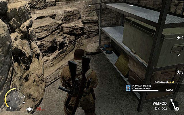 Rozejrzyj się przy jednej z półek - Karty kolekcjonerskie | Sekrety - Misja 8 | Sniper Elite III Afrika - Sniper Elite III: Afrika - poradnik do gry