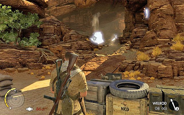 Przejście prowadzące w stronę punktu widokowego - Dotarcie do punktu widokowego | Misja 1 - Siege of Tobruk | Sniper Elite III - Sniper Elite III: Afrika - poradnik do gry