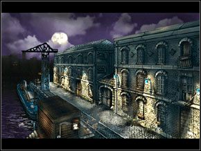 Kryjąc się w cieniu przemknąłem wzdłuż muru, aż dotarłem do drzwi oznaczonych tablicą z nazwą Condor Trans Global - [George] MARSYLIA - Portowe nabrzeża - Broken Sword II: The Smoking Mirror - poradnik do gry