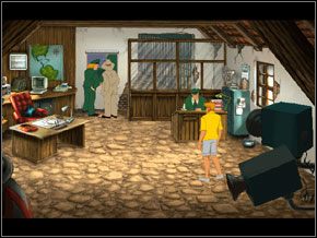 Po wejściu na posterunek zauważyliśmy mundurowego i cywila w kapeluszu stojących pod mapą i szepcących coś o kopalni - [George] QUARAMONTE #1 - Broken Sword II: The Smoking Mirror - poradnik do gry