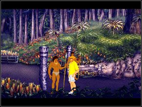 Może te psie chrupki będą niezłe dla szamana - [George] DŻUNGLA - Indiańska wioska - Broken Sword II: The Smoking Mirror - poradnik do gry