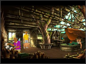 Zszedłem na dół i umieściłem korzeń w prasie, pod nią podstawiłem stożek z komina, który ciągle nosiłem w kieszeni, a następnie przy pomocy krzyża uruchomiłem prasę - [George] DŻUNGLA - Domek na drzewie cz.2 - Broken Sword II: The Smoking Mirror - poradnik do gry