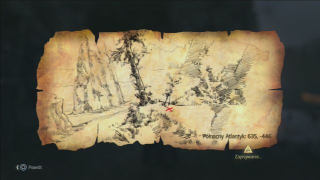 Po zebraniu mapy, znajdziesz na niej współrzędne skarbu. - Mapy i relikwie templariuszy | Przedmioty do zebrania | Assassins Creed Rogue - Assassins Creed: Rogue - poradnik do gry