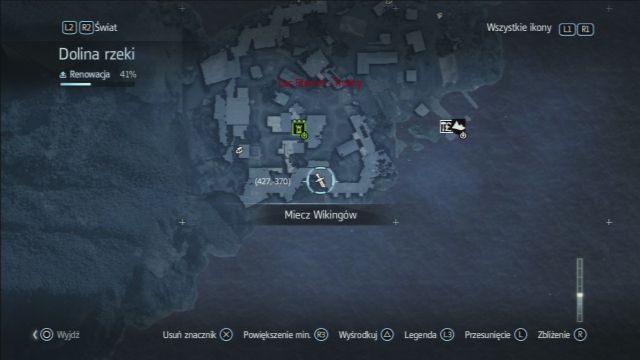 Lokalizacja miecza wikingów na mapie w Lac Eternel. - Miecze Wikingów | Przedmioty do zebrania | Assassins Creed Rogue - Assassins Creed: Rogue - poradnik do gry