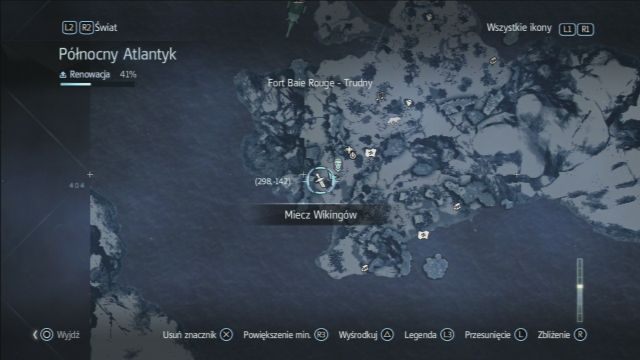 Lokalizacja miecza wikingów na mapie w Port Menier. - Miecze Wikingów | Przedmioty do zebrania | Assassins Creed Rogue - Assassins Creed: Rogue - poradnik do gry