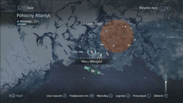 Lokalizacja miecza wikingów na mapie w Burgeo. - Miecze Wikingów | Przedmioty do zebrania | Assassins Creed Rogue - Assassins Creed: Rogue - poradnik do gry