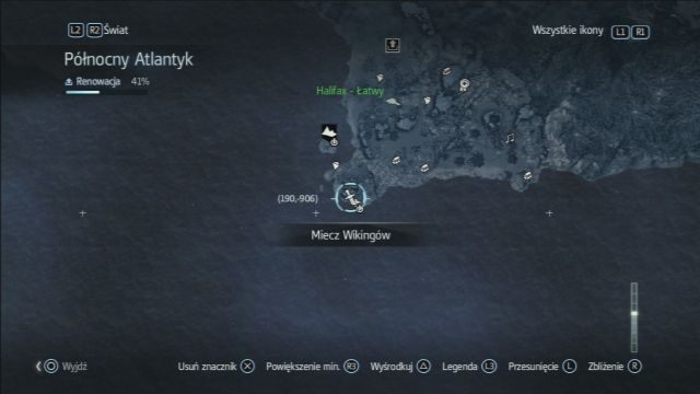 Lokalizacja miecza wikingów na mapie w Yarmouth. - Miecze Wikingów | Przedmioty do zebrania | Assassins Creed Rogue - Assassins Creed: Rogue - poradnik do gry