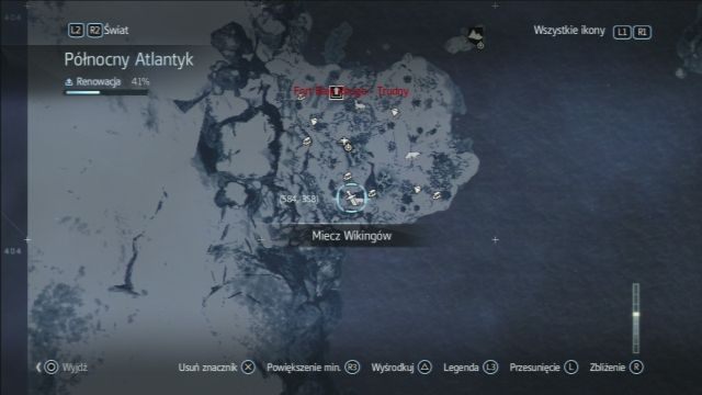 Lokalizacja miecza wikingów na mapie w Harbour Deep. - Miecze Wikingów | Przedmioty do zebrania | Assassins Creed Rogue - Assassins Creed: Rogue - poradnik do gry
