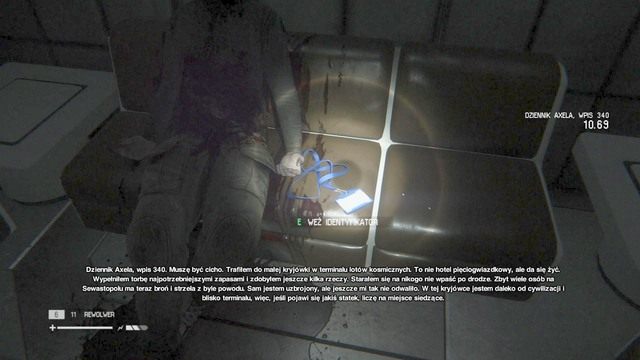 identyfikator leży obok zwłok na ławce (dostęp do pokoju wymaga palnika jonowego) - Centrum łączności Seegson | Zaginione osoby i dzienniki w Obcy Izolacja - Obcy: Izolacja - poradnik do gry