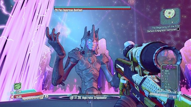 Walka z dużym Sentinelem (The Empyrean Sentinel) jest prostsza niż walka z małym - The Begining of the End | Zadania główne w Borderlands The Pre-Sequel - Borderlands: The Pre-Sequel! - poradnik do gry
