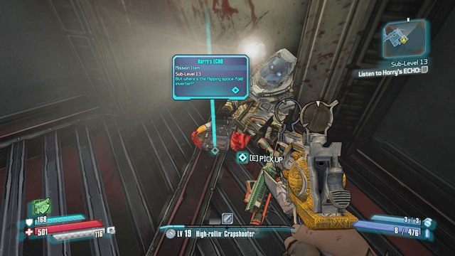 W szybie wentylacyjnym znajdziesz zwłoki i nagranie - Sub-Level 13 | Misje poboczne - Outlands Canyon | Borderlands The Pre-Sequel - Borderlands: The Pre-Sequel! - poradnik do gry
