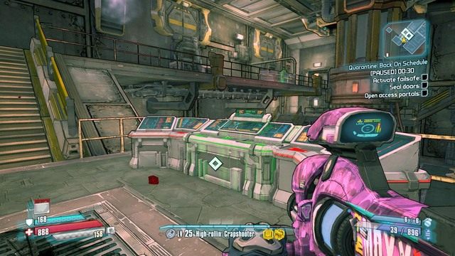 Podejdź do pierwszej konsoli i aktywuj (lewą) - Quarantine - Back on Schedule | Misje poboczne - Jacks Office | Borderlands - Borderlands: The Pre-Sequel! - poradnik do gry