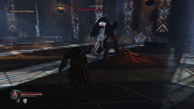 Idealny moment na szybkie doskoczenie i wyprowadzenie ciosu. - Pierwszy Strażnik - Cytadela Keystone | Bossowie w Lords of the Fallen - Lords of the Fallen - poradnik do gry
