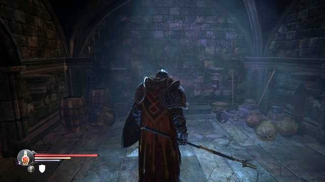 Ściana, którą możesz zniszczyć za pomocą szarży (naprzeciwko skrzyni). - Odszukaj Kaslo | Cytadela Keystone w Lords of the Fallen - Lords of the Fallen - poradnik do gry
