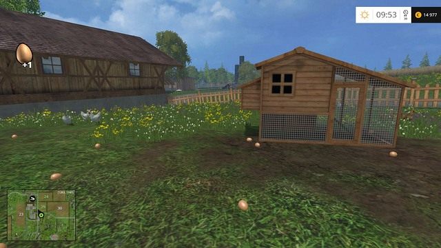 Aby zabrać jajko, wystarczy przebiec nad nim. - Kury w Farming Simulator 15 | Hodowla - Farming Simulator 15 - poradnik do gry