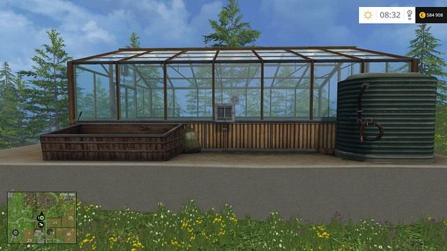 Szklarnia potrzebuje wody oraz obornika, aby generować przychód - Dostępne obiekty w Farming Simulator 15 | Stawianie obiektów - Farming Simulator 15 - poradnik do gry