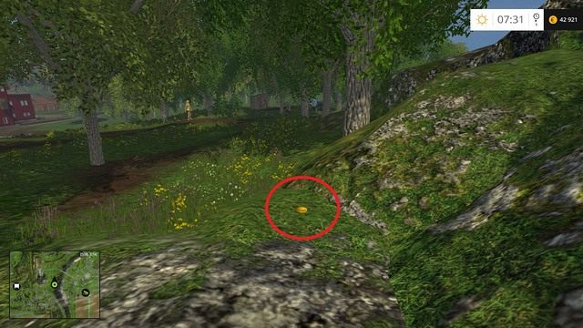 Leży na ziemi, przy skałach - Sektor A: monety 1 - 12 | Złote monety w Farming Simulator 15 - Farming Simulator 15 - poradnik do gry