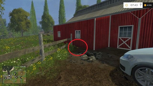 Przy drewnianym płotku, zaraz za samochodem - Sektor B: monety 13 - 29 | Złote monety w Farming Simulator 15 - Farming Simulator 15 - poradnik do gry
